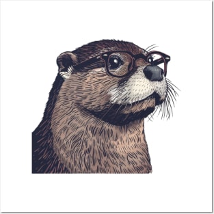 Bookworm Otter Glasses Posters and Art